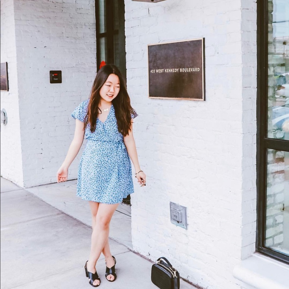 Blue wrap dress